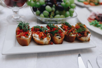 Fresh bruschetta with tomatoes, dish