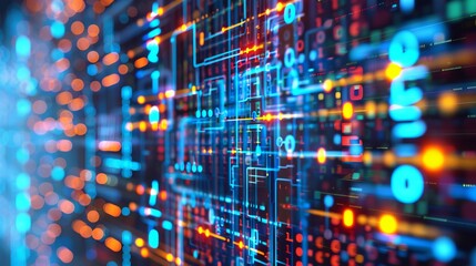 Obraz premium digital coding with graph and matrix, Programmer's Day, World Productivity Day Background Concepts