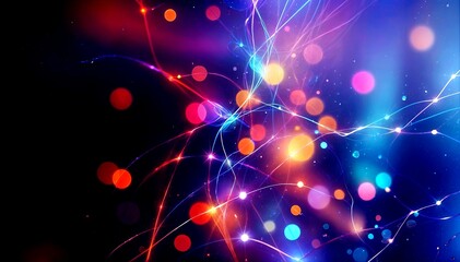 Abstract colorful background with glowing lines and bokeh effect