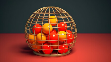 Bingo Balls and Cage gambling icon 3d