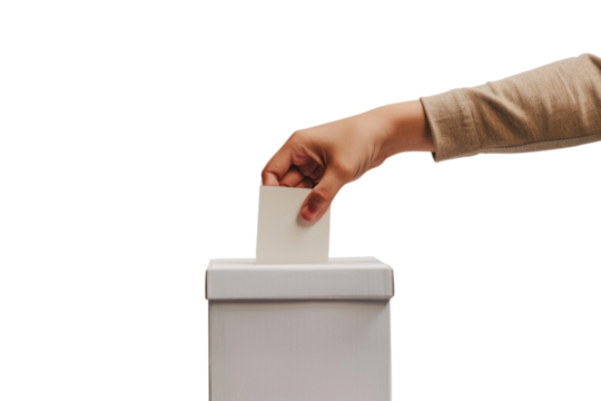 A person charitably placing a donation into a collection box, their act of kindness captured in a heartwarming moment. .,realistic photos on a white background