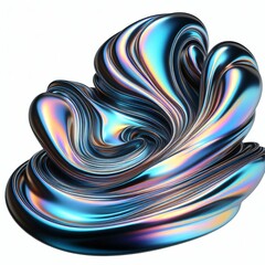 Liquid Metal Shape: Vibrant Holographic Isolation, Iridescent Melted Chrome Waves