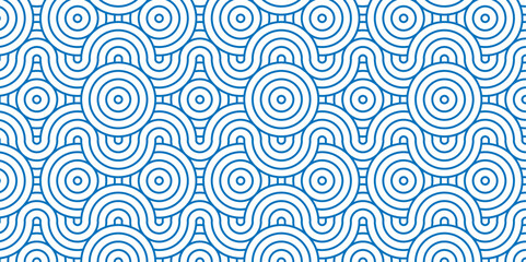 Overlapping Pattern Minimal diamond geometric waves spiral and abstract circle wave line. blue color seamless tile stripe geometric create retro square line backdrop pattern background.