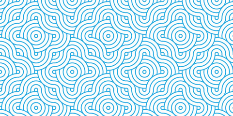 Overlapping Pattern Minimal diamond geometric waves spiral and abstract circle wave line. blue color seamless tile stripe geometric create retro square line backdrop pattern background.