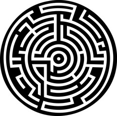 Circular Black and White Maze Design
