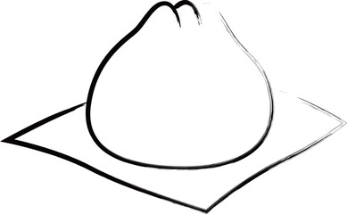 筆書き単品食べ物イラスト　肉まん