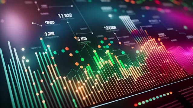 Business graph and chart concept. Colorful data visualization and financial analysis for report and presentation