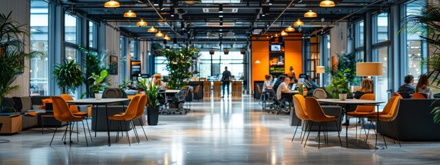 A tech company workspace where employees engage in continuous learning through integrated digital platforms, in a bright, modern office environment