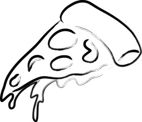 筆書き単品食べ物イラスト　ピザ