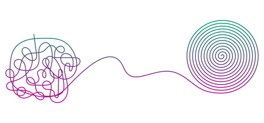 Chaotically tangled line drawing vector illustration.