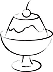 筆書き単品食べ物イラスト　プリン