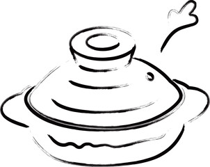 筆書き単品食べ物イラスト　土鍋