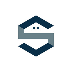 Real estate logo with letter S style vector design. Perfect for logo brand, company brand, icon logo, etc