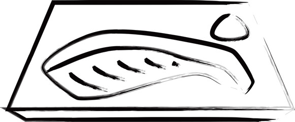 筆書き単品食べ物イラスト　焼きシャケ