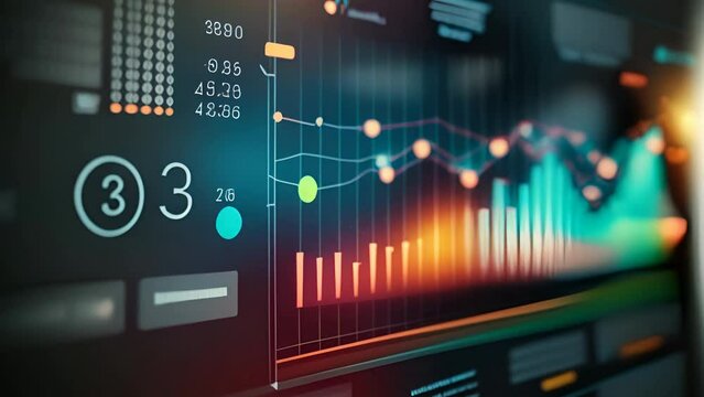 Business graph and chart concept. Colorful data visualization and financial analysis for report and presentation