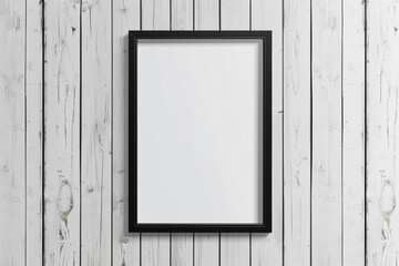 a picture frame hanging on a wall with a wooden floor