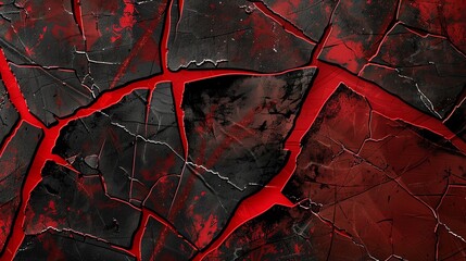 the background of the cracked wall paint is peeling red and black