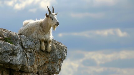 The goat perched on the edge