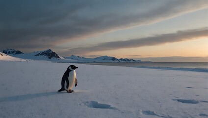 Alone against a canvas of pristine white, a solitary penguin contemplates the vastness of its world ai_generated