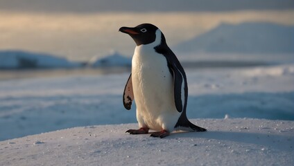 Alone against a canvas of pristine white, a solitary penguin contemplates the vastness of its world ai_generated