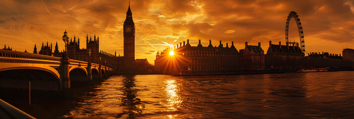 Scenic View of the Iconic Big Ben with the River Thames at Sunset - The Quintessential UK Experience