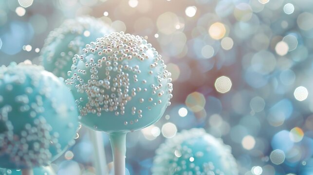 A close up of some blue cake pops.