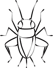 筆書き昆虫単品アイコン　コオロギ