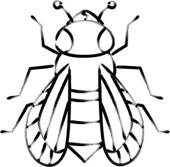 筆書き昆虫単品アイコン　蜂