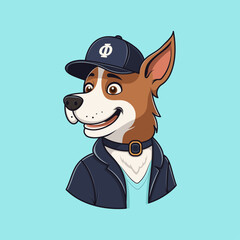 Smiling cartoon dog character iIllustration design