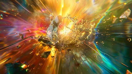 A bright light is coming out of the center of a sphere.