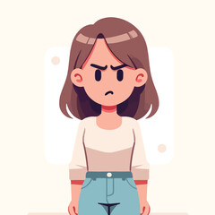 cartoon of a standing woman with a disgusted facial expression