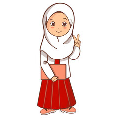 Little muslim girl elementary school student