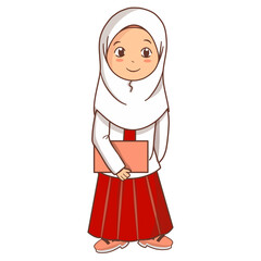 Little muslim girl elementary school student