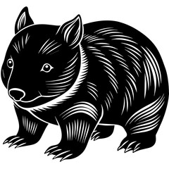 Black silhouette of wombat Graphic drawing on white background | Vector illustration