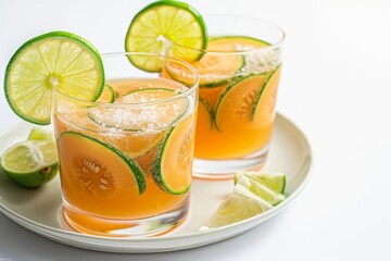 Fototapeta premium Citrusy Lime and Diced Cantaloupe Agua Fresca