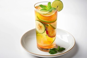 Fototapeta premium Citrusy Lime and Diced Cantaloupe Agua Fresca
