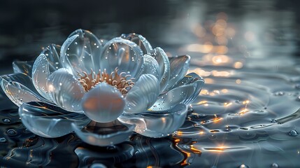 Glass water surface flower lotus abstract graphic poster web page PPT background
