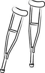 筆書き医療アイコン　松葉杖