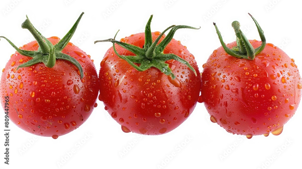 Wall mural Ripe red tomatoes isolated on a white background close up tomato studio image with a clipping path - Wall murals