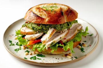 Heavenly Ale-Brined Roasted-Turkey Sandwich with Red-Pepper Pesto
