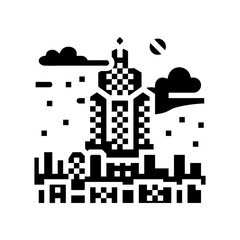 Naklejka premium megacorporation cyberpunk glyph icon vector. megacorporation cyberpunk sign. isolated symbol illustration