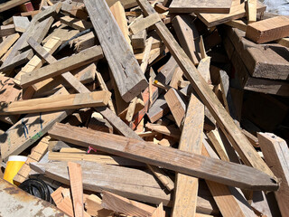 Pile of construction wood remnants