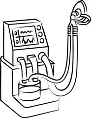 筆書き医療アイコン　延命機