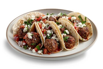 Hearty Albondigas Tacos with a Combination of Beef, Pork, and Veal Meatballs