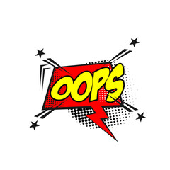 oops text effect with halftone explosion. comic book balloon