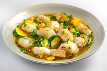 Alaska Cod Acqua Pazza with Vibrant Tomato and Lemon Broth