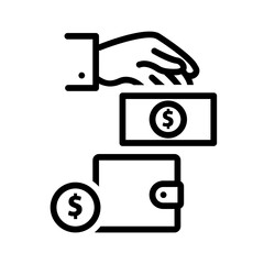 Vector black line icon for Cost saving