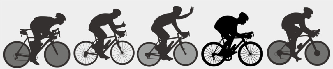 collection of cycling silhouette. 