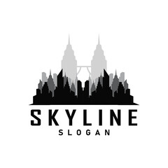 Fototapeta premium Skyscraper black silhouette design beautiful city skyline logo with tall building city illustration for template and branding