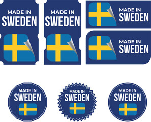 Made in Sweden. Sweden flag, Tag, Seal, Stamp, Flag, Icon vector